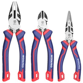 Workpro Pliers Set, Plier Set, Set of 3, Strong Pliers, Radio Pliers, Diagonal Cutting Pliers, Strong Nippers, Home Construction, Self-Car Repair, Steel Wire Cutting