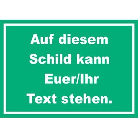 Sign with Desired Text Horizontal Text White Background Green A4 (210 x 297 mm)