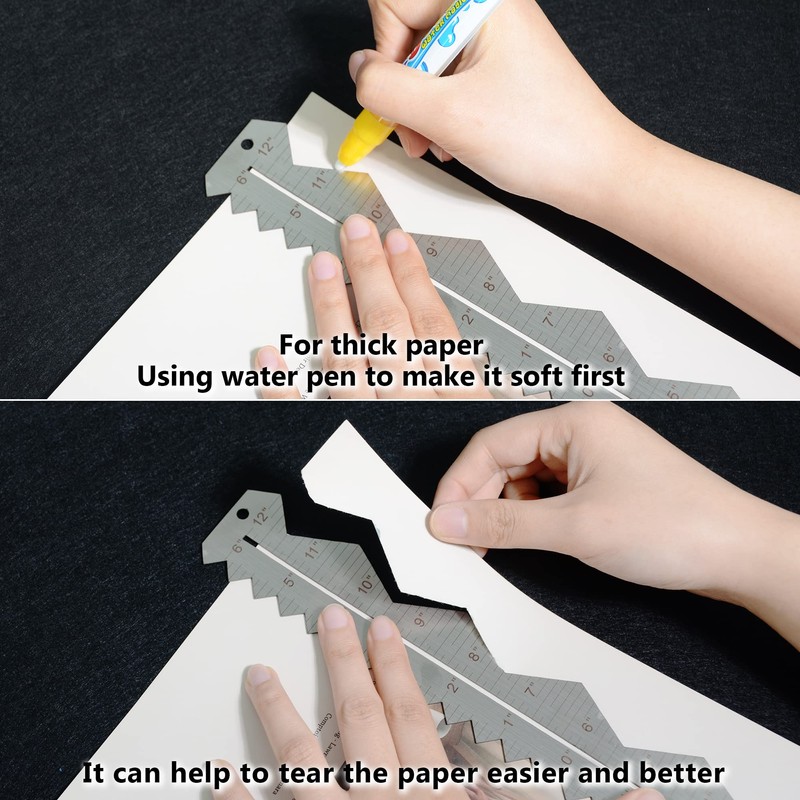 UPTTHOW Stainless Steel Metal Paper Tearing Ruler for Cutting Paper