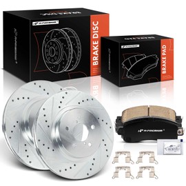 A-Premium 11.56 inch (293.5mm) Front Drilled and Slotted Disc Brake Rotors + Ceramic Pads Kit Compatible with Select Subaru Models - Crosstrek 2018-2022, Impreza 2017-2022, 6-PC Set