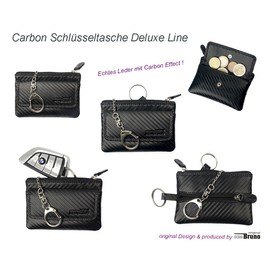 Deluxe Key Bag, Carbon leather, black