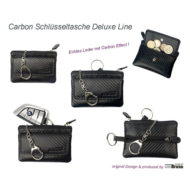 Deluxe Key Bag, Carbon leather, black