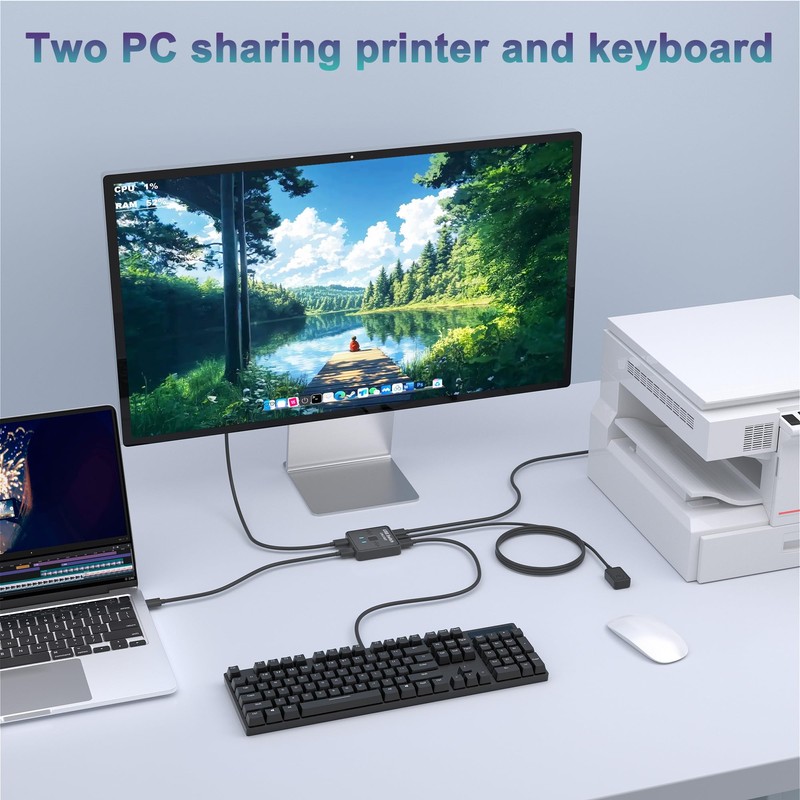 USB Switch 2 in 2 Out, USB Switcher 2 Computers