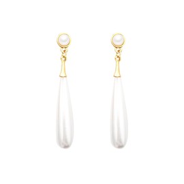 Big Teardrop Pearl Earrings for Women Gold Plated Vintage Elegant Long Imitate White Waterdrop Pearl Bead Lightweight Dangle Drop Earrings for Wedding Bridal Birthday Party Fashion Jewelry Gifts (Gold)