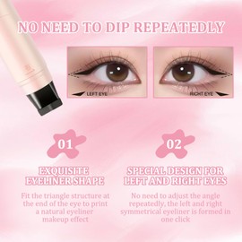 Pack of 2 Eyeliner Stamps, Waterproof Eyeliner, Double Head Eyeliner Stamp, Wing Tip Pen, Integrated Rotating Eyeliner Stamp Pen, Waterproof and Durable (Black and Brown)