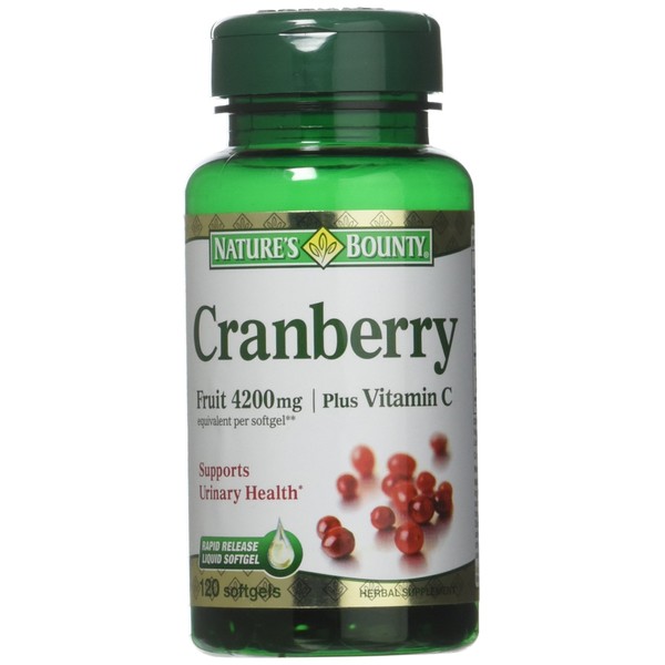 Nature's Bounty Cranberry Fruit Softgels 4200mg plus Vitamin C, 100 count