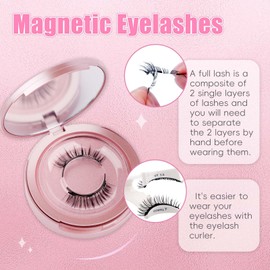 Fadlash Magnetic Eyelashes 2 Pairs No Glue Natural Look Magnetic Eyelashes Reusable and Strong Hold Eyelashes Magnetic Lashes Without Eyeliner （R3+A05）