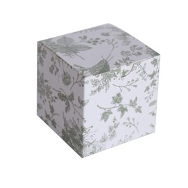25 White Sage Green 3x3 in Floral Printed Square Gift Boxes Favor Holders Wedding Birthday Events Reception Catering Decorations Supplies