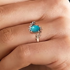 Turquoise Statement Rings for Women Western Turquoise Rings Knuckle Thumb Ring Stackable Wedding Ring Turquoises Jewelry for Women