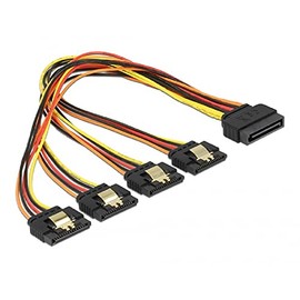 DeLOCK Cable SATA 15pin Male to 4 x SATA 15pin Female – Black/Red