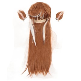 Cosplay Wig Long Straight Adjustable Exquisite Game Anime Cosplay Synthetic Hair with Ear