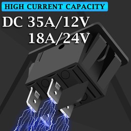 MKBKLLJY 5PCS Fog Lights Rocker Switch 4Pin DC 35A/12V 18A/24V On Off SPST Red Yellow Blue Green White with 18AWG Terminal Wire 6.3mm Sheath, for Bright Rear Front Car Truck RV Motorcycles