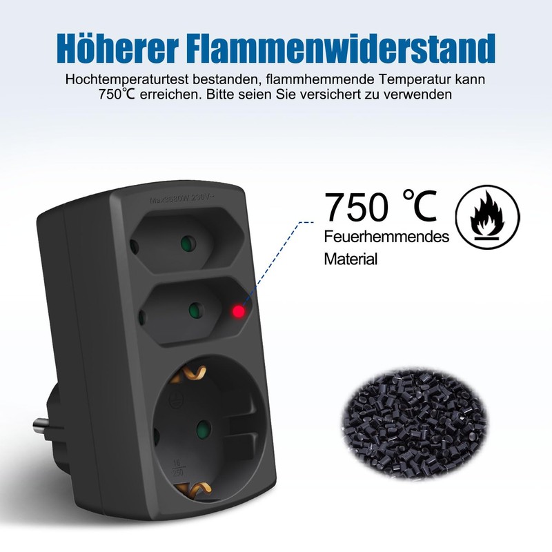 EXTRASTAR Multi-socket 3-way socket adapter, 2 Euro + 1 Schuko