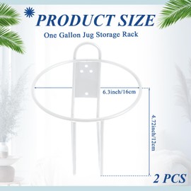 Hicarer 2 Pcs One Gallon Jug Storage Rack Wall Mounted Heavy Duty Steel Wall Rack for 1 Gallon Bottle Round Water Jug Holder with Hardware Hand Sanitizer 6-3/4" W x 5" H x 6-1/2" D (White)