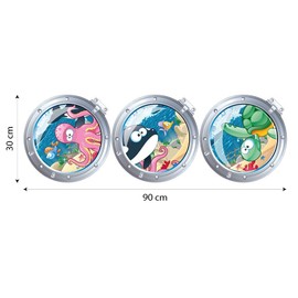 Lag3 Wall Art R00030 Children´s Porthole Wall Sticker, Colourful, 95 x 30 x 0.1 cm