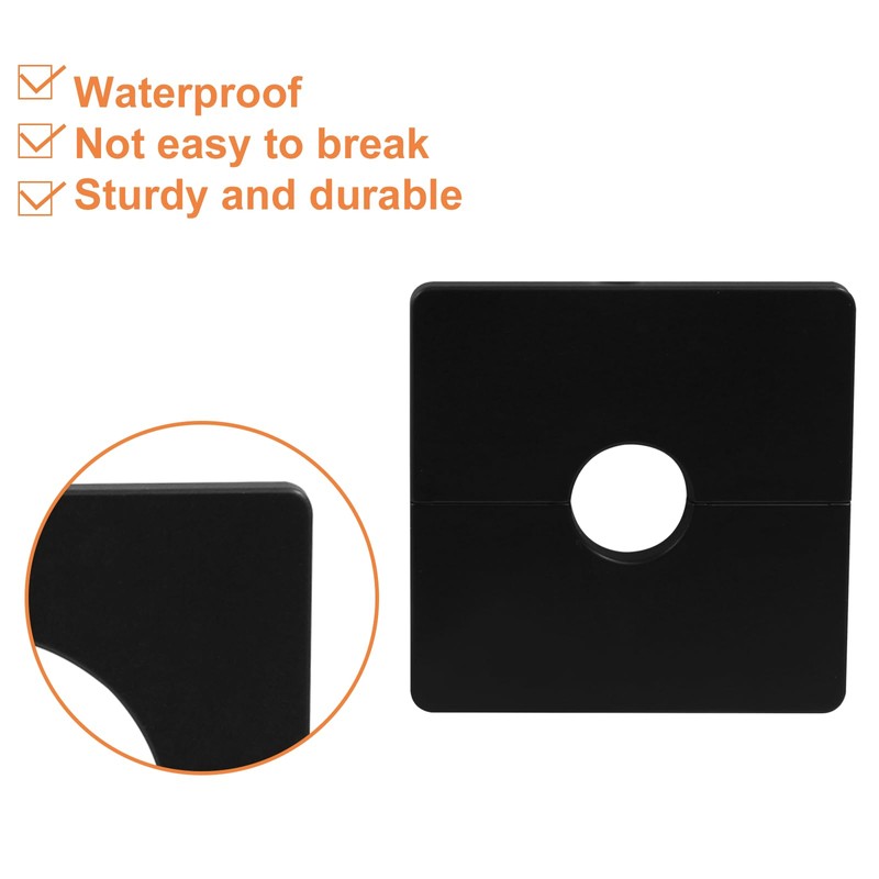 BokWin Square Wall Split Flange Cover, 0.87 Inch/22mm Dia, Black,