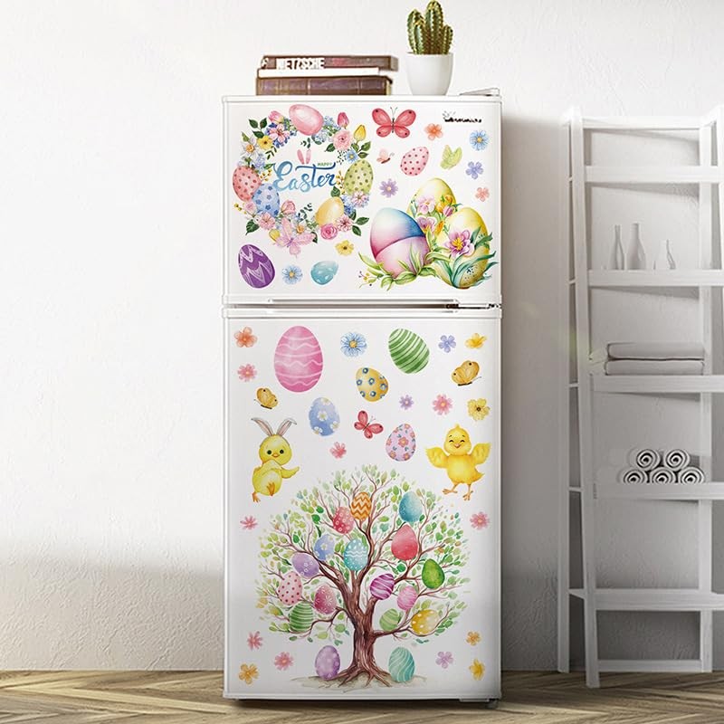 9 Sheets Easter Window Clings Decorations Cute Bunny Chicks Easter