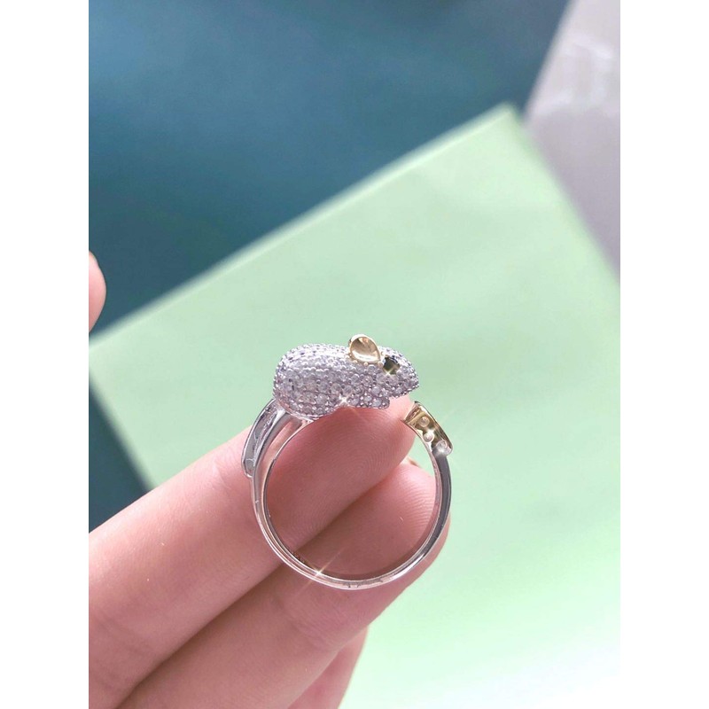 Helen de Lete S925 Sterling Silver Rat Steal Cheese Adjustable