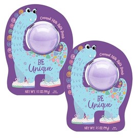 Cait + Co Relaxing Bath Bomb Giftable, 3.5 Ounce Coconut Milk Recipe, Starfruit and Mango Scent, Friendly Monster - Pack of 2