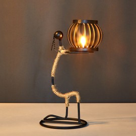Candle Holder Wrought Iron Unique Shape Hemp Rope Artistic Candelabrum For Bar Decoration Dining Room Table G Type