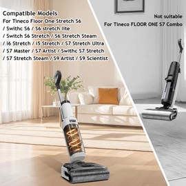 Replacement Parts for Tineco Floor One Stretch S6/Swithch S7 Stretch/S7 Stretch Ultra/Steam, i6 Stretch/i5 Stretch, Swithch S6 Stretch Lite/S9 Artist/S 7 Artist/Master, 2 Roller Brushes + 2 Filters
