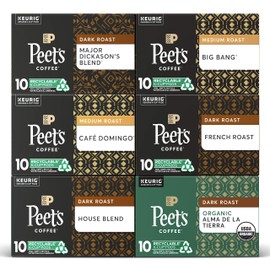 Peet's Coffee Bestsellers Variety Pack K-Cup Coffee Pods for Keurig Brewers, 60 Pods, 1 Count
