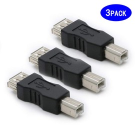 rgzhihuifz 3 Pack USB 2.0 AF/BM Adapter Type A Female to USB B Print Male Adapter Connector Converter Plug