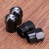 VICASKY Universal Fitment Valve Caps Skull Pattern 4pcs Black Car
