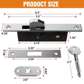 Pisman Hidden Door Lock for Sliding Glass & Patio Doors, Heavy Duty Mortise Lock with Keys - Commercial Grade Replacement for Old Style Doors, Concealed Security Latch