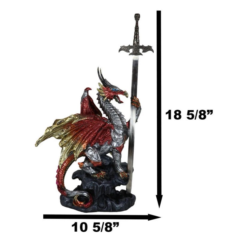 Red King's Knight Armored Dragon With Gothic Skull Sword Letter