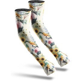 COOLJOB Gardening Sleeves UV Cooling Sun Protection Small/Medium, Bird Flower