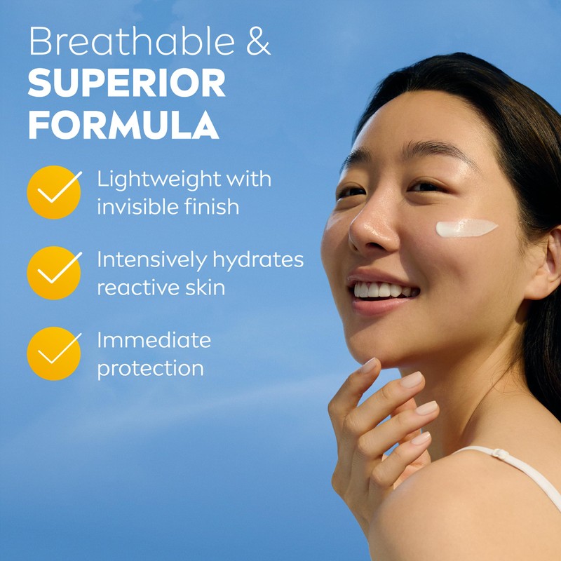 NIVEA SUN Breathable UV Face Sensitive SPF 50+ (40ml), Face