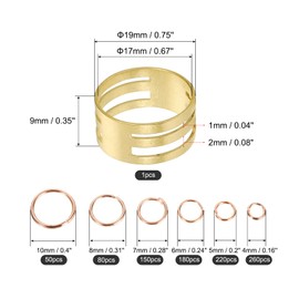 MECCANIXITY Jump Ring Open Close Tool with Split O Rings Kit, 4mm 5mm 6mm 7mm 8mm 10mm Dia. for DIY Craft Making, Rose Gold Tone 1 Set