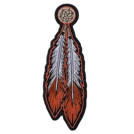 Brown White Feathers Patch - 2.25x6.5 inch. Embroidered Iron on Patch