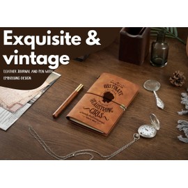 InnoBeta Jane Austen Gifts Journal Pen Set, Jane Austen Gifts for Jane Austen Fans, Pride and Prejudice Gifts, 7.8"x5" Leather Embossed Refillable Notebook for Birthday, Christmas