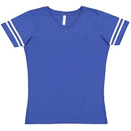 LAT Ladies Fine Jersey Short Sleeve Football Tee (3537) Vintage Royal/Blended White, XL
