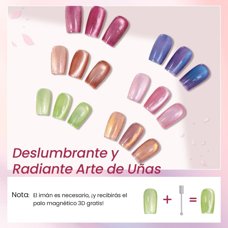 CHERIMOYA Kit de 6 Esmalte Ojo de Gato para Uñas