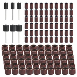 WMYCONGCONG 120 PCS Sanding Drums Sleeves Kit 3/8” 5/8” 240 Grits Sanding Drums with 6 PCS Drum Mandrels for Dremel Rotary Tool