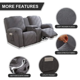 YUEANG Loveseat Recliner Cover with Center Console, Stretch Sofa Covers Slipcovers Furniture Protector Couch Cover, Thick, Soft Washable ReclinerSofa Loveseat