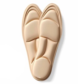 Par De Plantillas De Memoria Diseñadas Para Reducir Fatiga Y Dolor En Pies Tobillos Y Piernas Para Uso Diario Recortables (BEIGE, 23-26)