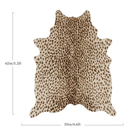 Leopard Rug Cheetah Print Rug: 4.6 x 5.2 Feet Animal Area Carpet Western Decor for Bedroom Living Room