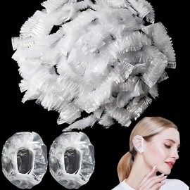 DWFEYOI Duschhauben Kunststoff Duschkappe,Haarhaube Elastische Wasserdichte Duschkappe für Salon,Spa,Reise, Heimgebrauch,Hotel,Dusche (100 PCS)