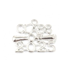 Charmed By Dragons 10 Class of 2025 Charms - Silver Tone - 25mm - School Graduating Class Jewelry Craft Charms