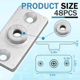 Gisafai 48 Pcs Ceiling Flange Hangers for 3/8 in Ceiling Flange Hanger Plate Threaded (Pipe) for DIY Plumbing and Industrial Decor, Threaded Rod, Galvanized Iron, Wall Mounting