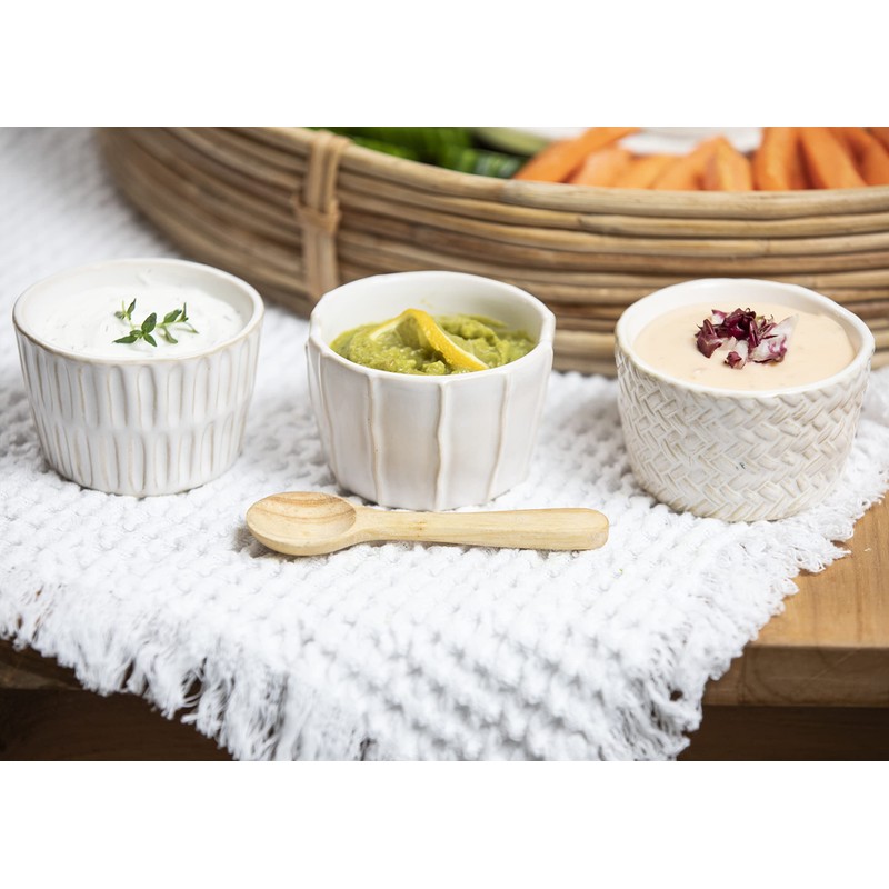 Mud Pie Stoneware Ramekin Set, Cream, ramekin 2" x 3"