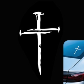 Ferianl Cross of Nails Sticker, Vinyl Removable Waterproof Decal for Cars, Trucks, Motorcycle, Laptops, Window Decal Sticker (White)