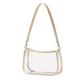 Leanoria Clear Tote Bag Stadium Approved Clear Purse PVC Handbag Retro Classic Transparent Bag for Concert (Gold)