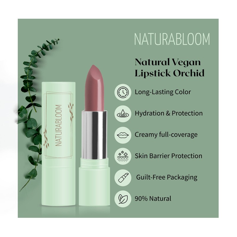 Naturabloom Vegan Lipstick (Orhid) - Hydrating Long Lasting Lipstick from