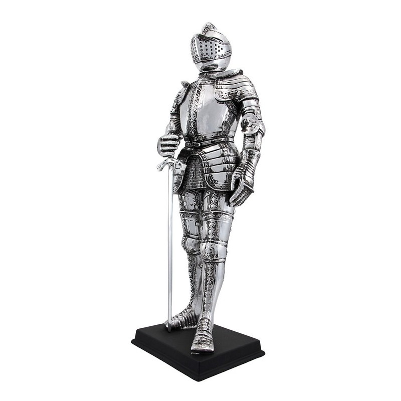 Veronese Silver Finish Medieval Knight In Armor Statue Figure Armour