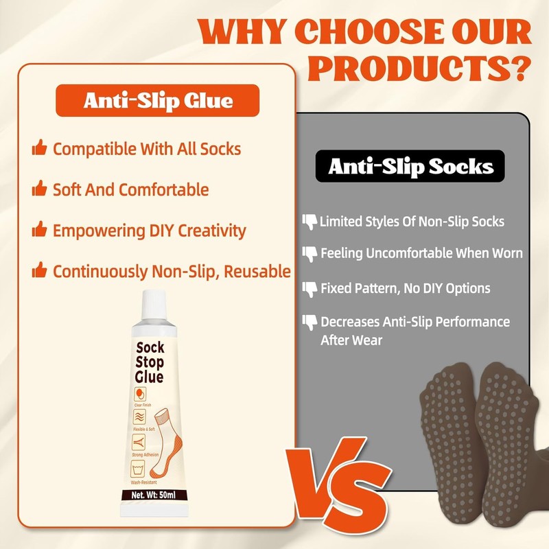Teenanseen Sock Stop, 2 Pack Transparent Waterproof Sock Glue for
